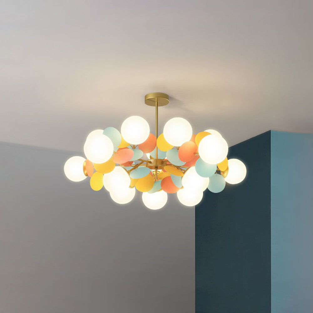 Bloementaklamp Plafond Meerkleurig Glas Metaal 4-15 Lichtpunten Natuurgeïnspireerd Design Woonkamer Eetkamer | Sansoti