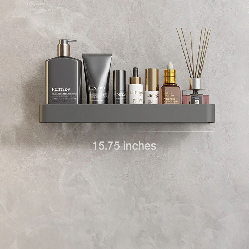 Badkamer plank aluminium zelfklevend 30cm grijs zwevend rek douche wandplank met handdoekhouder organizer badkamer | Sansoti