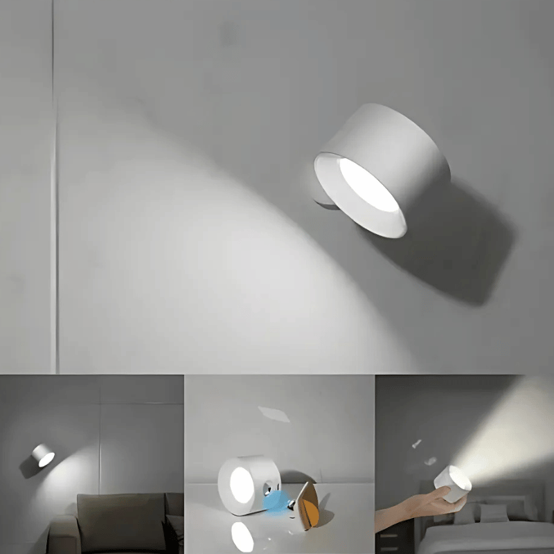 LED Wandlamp Draadloos met Accu en 360° Draaifunctie | Compact Design voor Woonkamer, Slaapkamer, Leeshoek, Hal | Instelbare Kleurtemperatuur Warmwit Neutraalwit Koudwit | Oplaadbare Verlichting 2000mAh | Sansoti