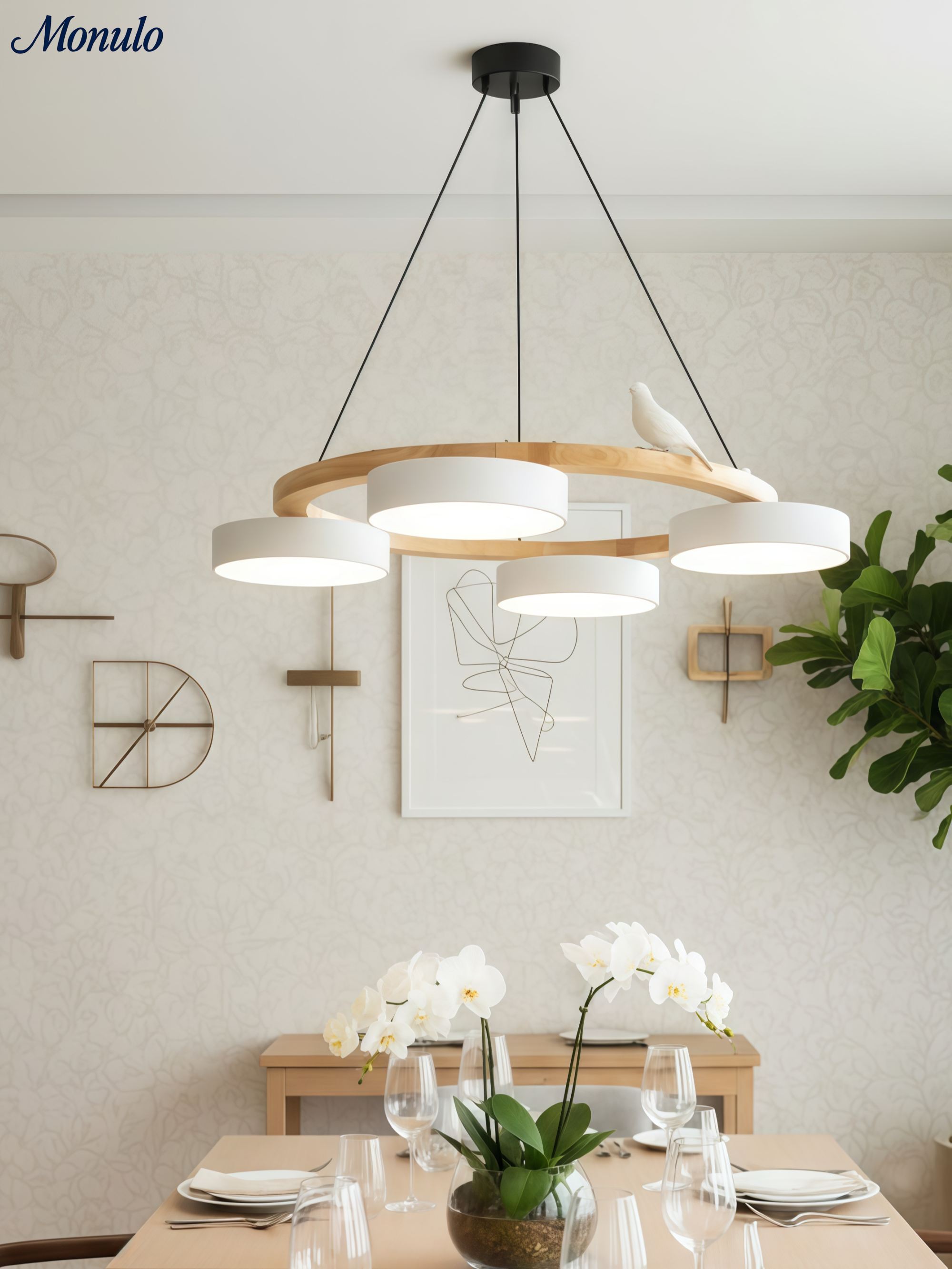 Decoratieve Vogelkroonluchter met Gekleurde Cirkels voor Eetkamer en Woonkamer | Sansoti