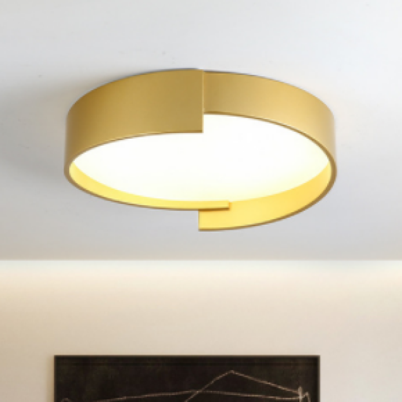 Doppelte LED-Deckenleuchte mit runder Metalloberfläche, moderne dimmbare Beleuchtung, Weiß, Grau, Grün, Gold, Wohnzimmer | Sansoti