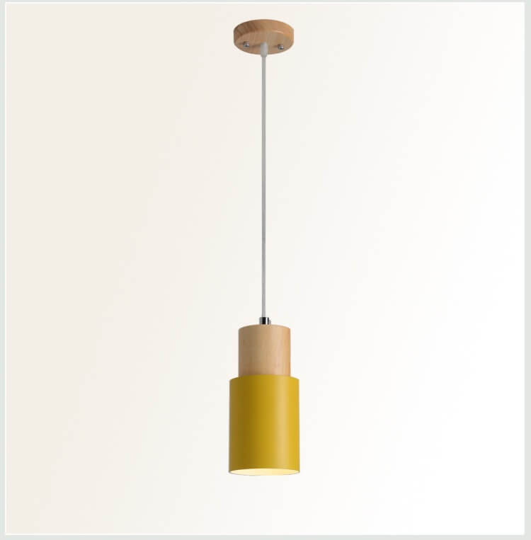 Hanglamp Hout Aluminium Cilinder Kleur E26 120cm Snoer Scandinavisch Woonkamer Eetkamer | Sansoti