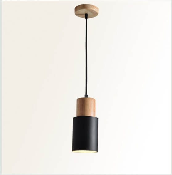 Hanglamp Hout Aluminium Cilinder Kleur E26 120cm Snoer Scandinavisch Woonkamer Eetkamer | Sansoti