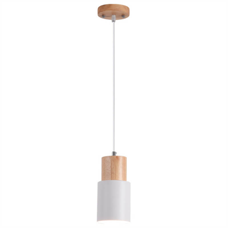 Hanglamp Hout Aluminium Cilinder Kleur E26 120cm Snoer Scandinavisch Woonkamer Eetkamer | Sansoti