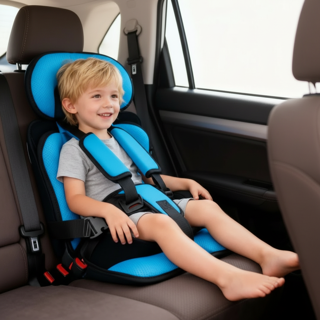 Opvouwbare Kinderzitverhoger voor de Auto – Draagbaar en Veilig Boosterzitje met 5-Punts Harnas voor Kinderen van 0-14 Jaar, Wasbare Hoes | Sansoti