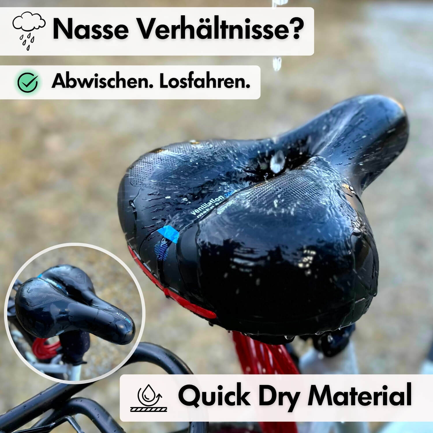 Ergonomisch Fietszadel met Gel-Demping - Comfortzadel voor Langere Fietstochten - Ademend en Drukverlagend - Universele Pasvorm | Sansoti
