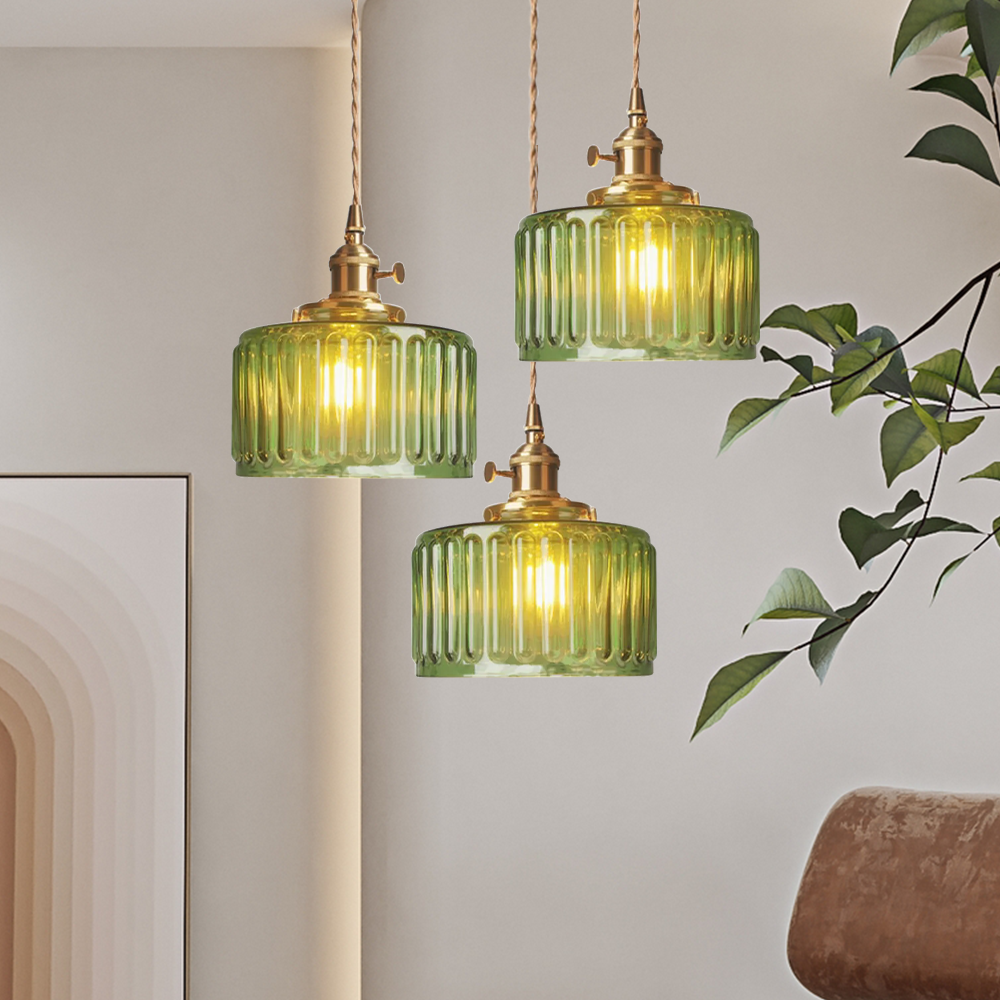Crystal Glass Pendant Light Cylindrical Shape Adjustable Height Vintage Style Living Room Dining Room Hallway Ambient Lighting | Sansoti