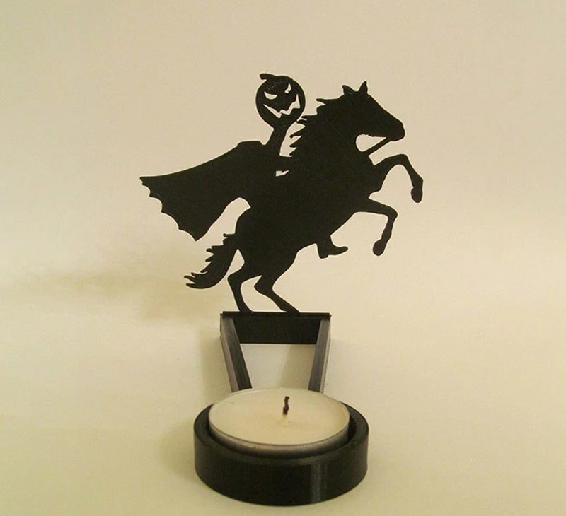 Metall-Kerzenhalter Halloween-Schädel-Design Schwarz 15x8cm Stimmungslicht Dekoratives Ornament Gothic-Tischdekoration | Sansoti