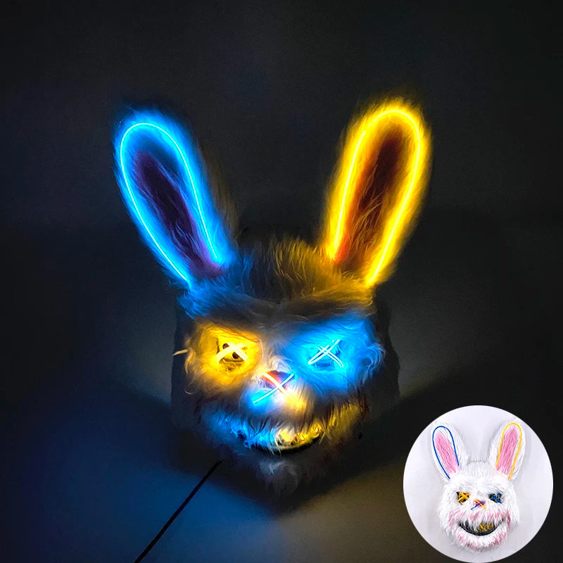 Oplichtend LED Neon Masker Beer Konijn Horror Halloween Griezelfeest Verkleedkostuum Spookhuis Party Decoratie | Sansoti