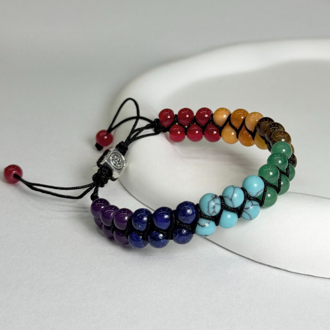 Verstellbares Chakra-Armband Naturstein-Energieperlen Meditation Yoga Spiritualität Wohlbefinden Unisex-Schmuck | Sansoti
