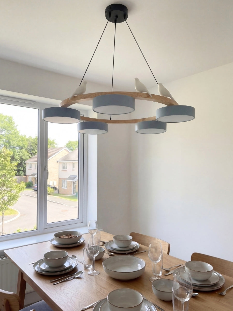 Decoratieve Vogelkroonluchter met Gekleurde Cirkels voor Eetkamer en Woonkamer | Sansoti
