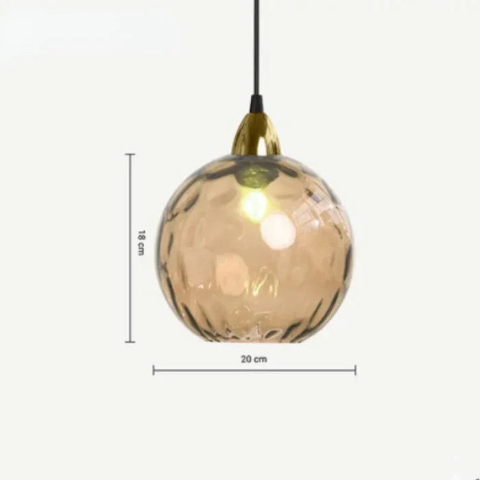 Szklana lampa wisząca w kształcie kuli z trzonkiem E27 i ciepłym światłem do salonu, jadalni i sypialni, oświetlenie nastrojowe, designerska | Sansoti