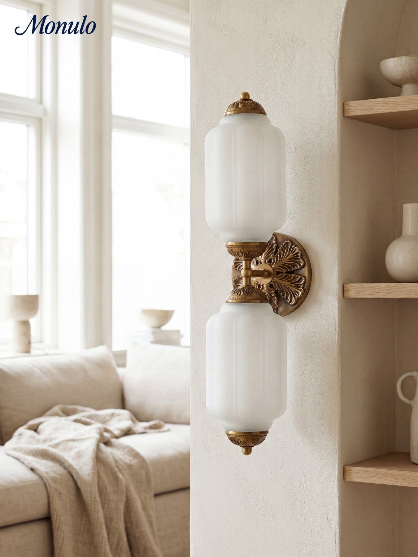 Vintage Glazen Wandlamp Horizontaal Model Eloise Lichtbron voor Woonkamer en Gang | Sansoti