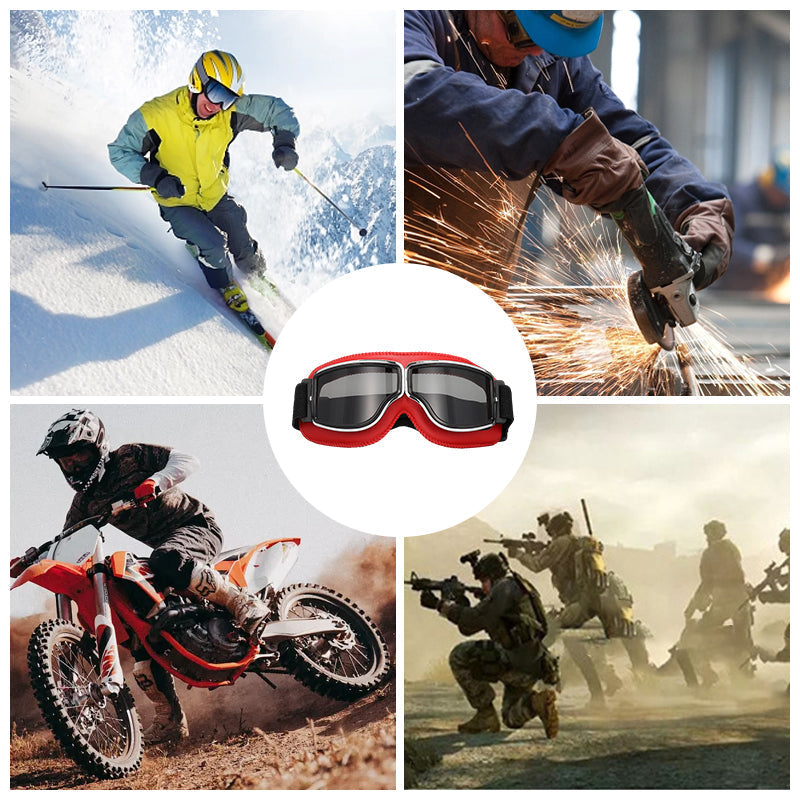 Retro Motorgoggles met Beschermglazen en Verstelbare Band | Sansoti
