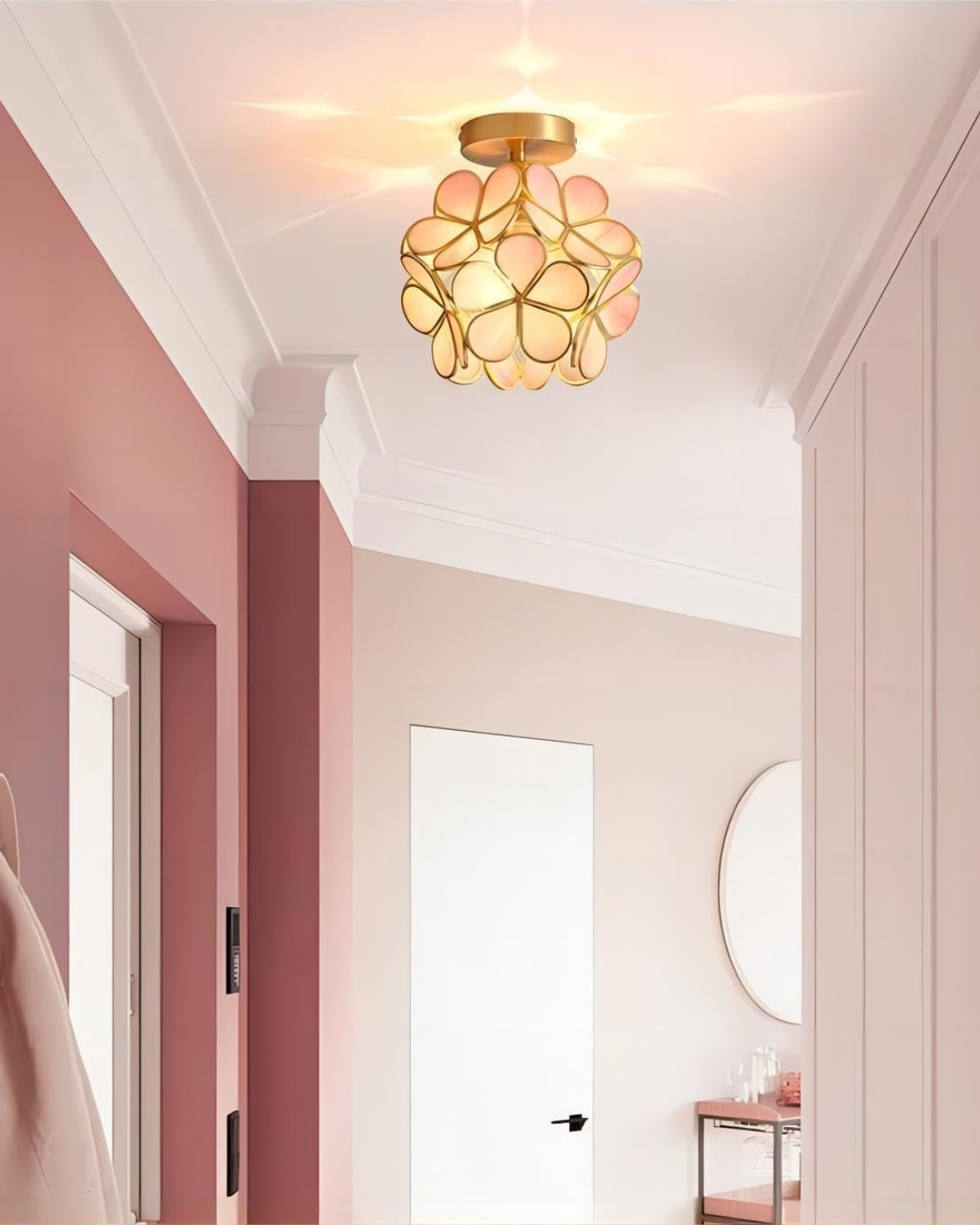 Lampe de plafond moderne avec motif floral en acrylique et fer doré – lampe design LED de luxe 20 cm | Restfield
