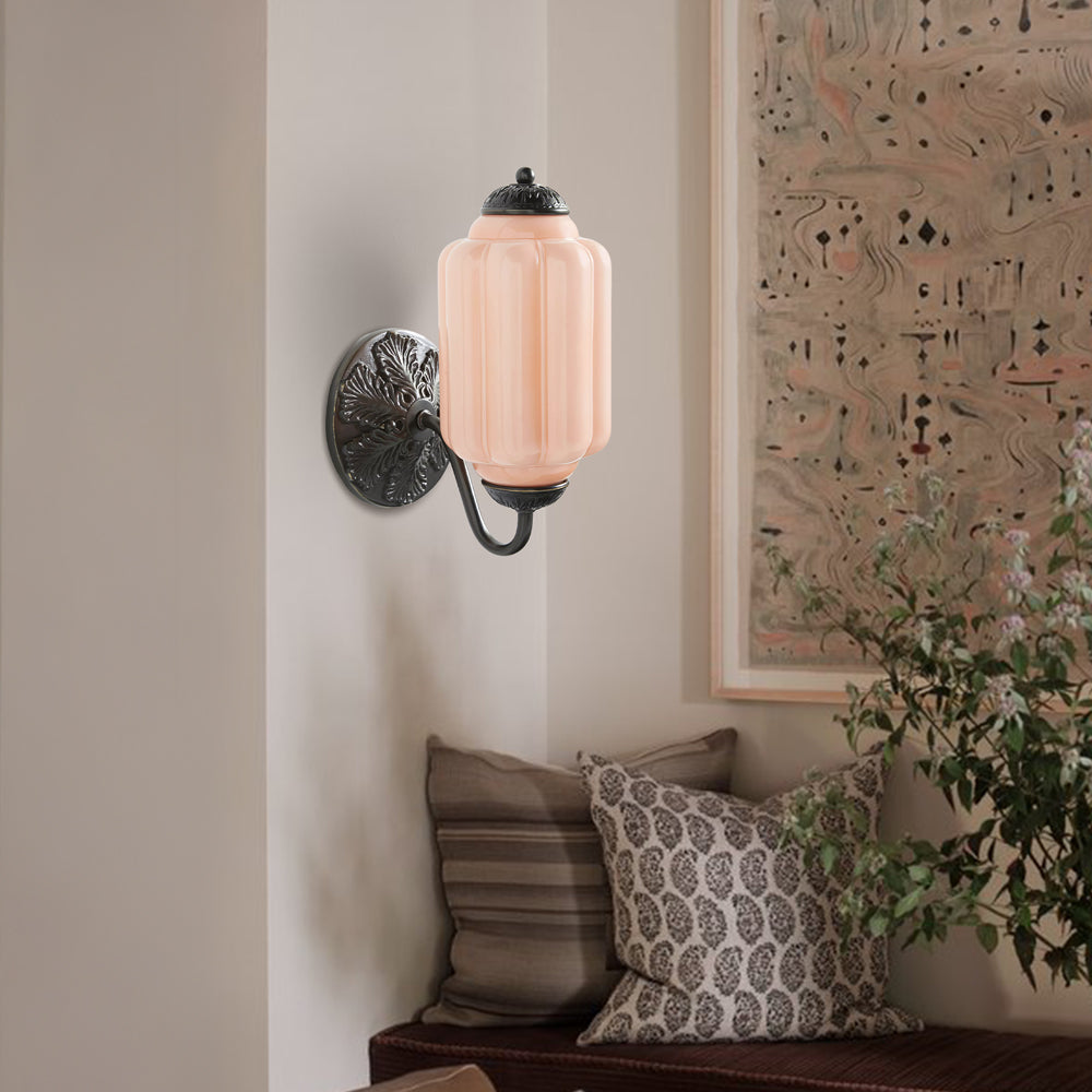 Vintage Wandlamp met Melkglas en Geolied Messing – Klassieke Retro Verlichting voor Hal, Slaapkamer, Woonkamer | Sansoti