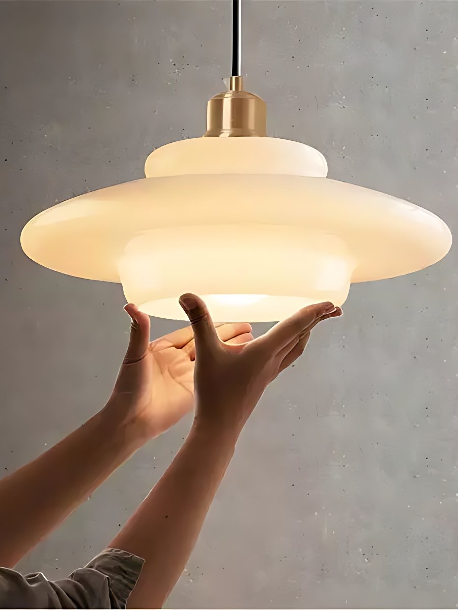 Glazen Hanglamp met Gelaagd Design – Melkwit Matglas voor Eetkamer en Woonkamer | Sansoti