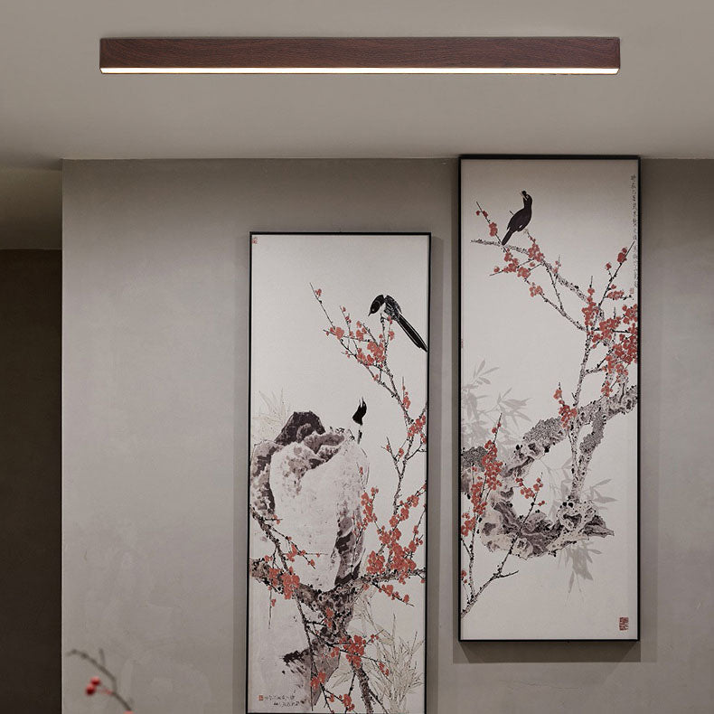 LED Deckenleuchte Holz Länglich Aluminium Wohnzimmer Schlafzimmer 60cm 100cm 120cm Eingebaute LED Lichtleiste Holz Deckenlampe Japandi | Restfield
