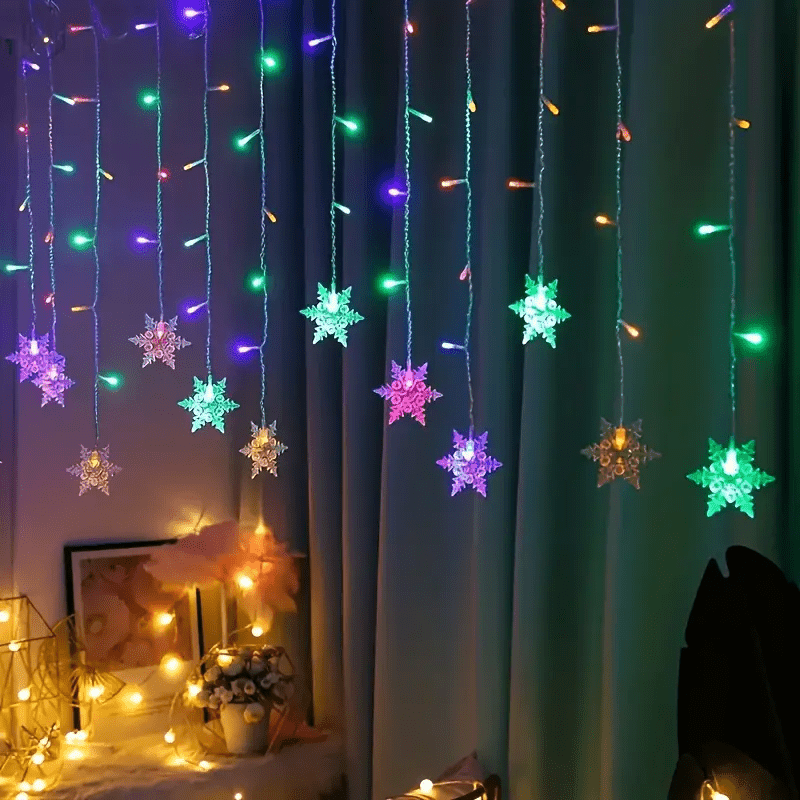 USB-Lichterkette mit Schneeflocken 4 m mehrfarbige LED-Stimmungsbeleuchtung Weihnachtsdekoration Feiertage Winter Interieur | Sansoti