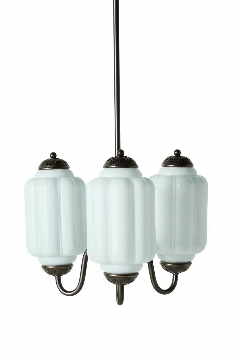 Vintage Melkglazen Hanglamp met Gegolfde Rand – Scandinavische Sfeerverlichting voor Keuken en Slaapkamer | Sansoti