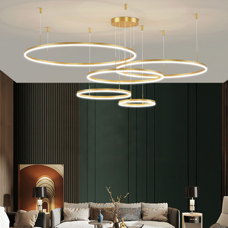 Hängeleuchte Ring LED Rund Metall Schwarz Gold Kaffee Dimmbar Wohnzimmer Schlafzimmer Esszimmer | Restfield