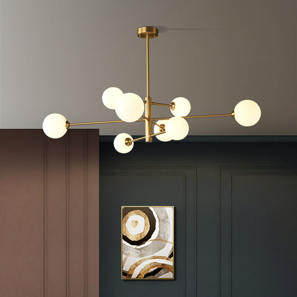 Hanglamp Glas Bollen Modern Zwart Koper 6/8-Lichts G9 Verlichting | Sansoti