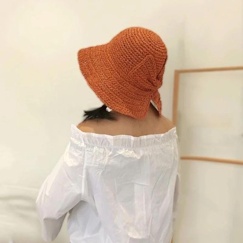 Zomerhoed met Strik en Brede Rand Dames Zonbescherming Strandhoed Ademend Katoen Khaki Beige Bruin Vakantie | Sansoti