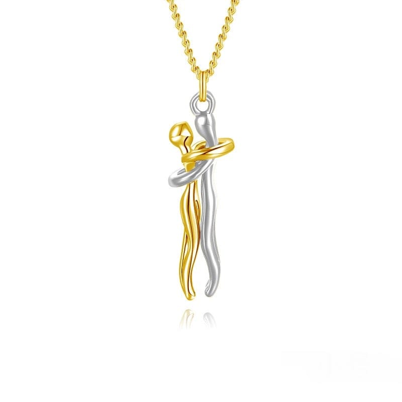 Collier pour partenaire avec pendentif enlacé, chaîne réglable de 42 cm, doré ou argenté, pour couples et amoureux | Sansoti