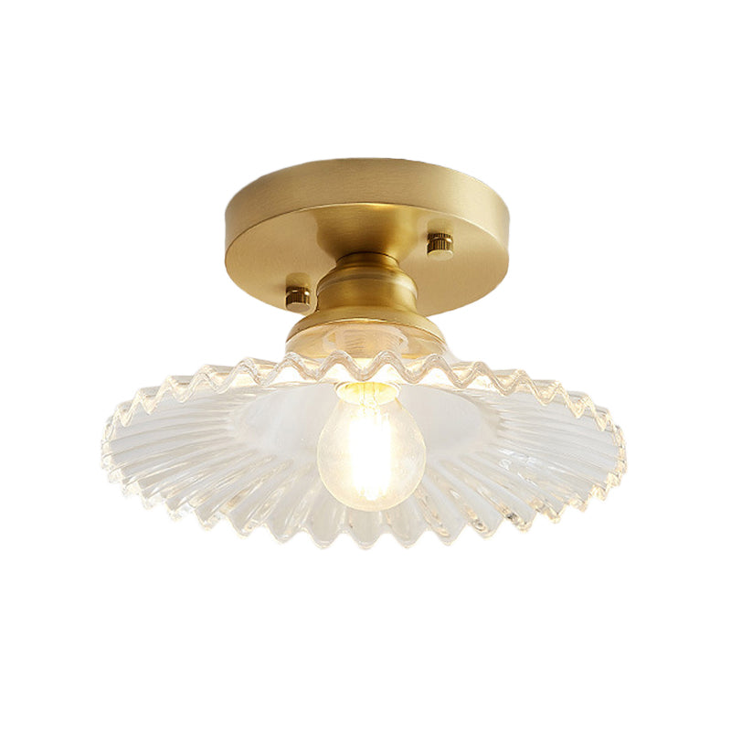 Industriële Plafondlamp met Geribbeld Glas – Groen of Helder – Ø22cm Retro Semi-Flush voor Woonkamer | Sansoti