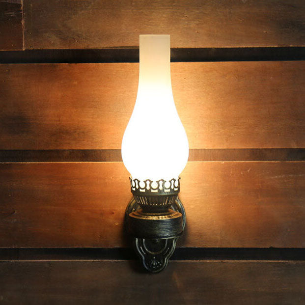 Applique Murale Style Pétrole Verre Bronze Métal 42cm Hall Salon Chambre Rétro Vintage Lampe à Huile E26 Lampe d'Ambiance | Restfield