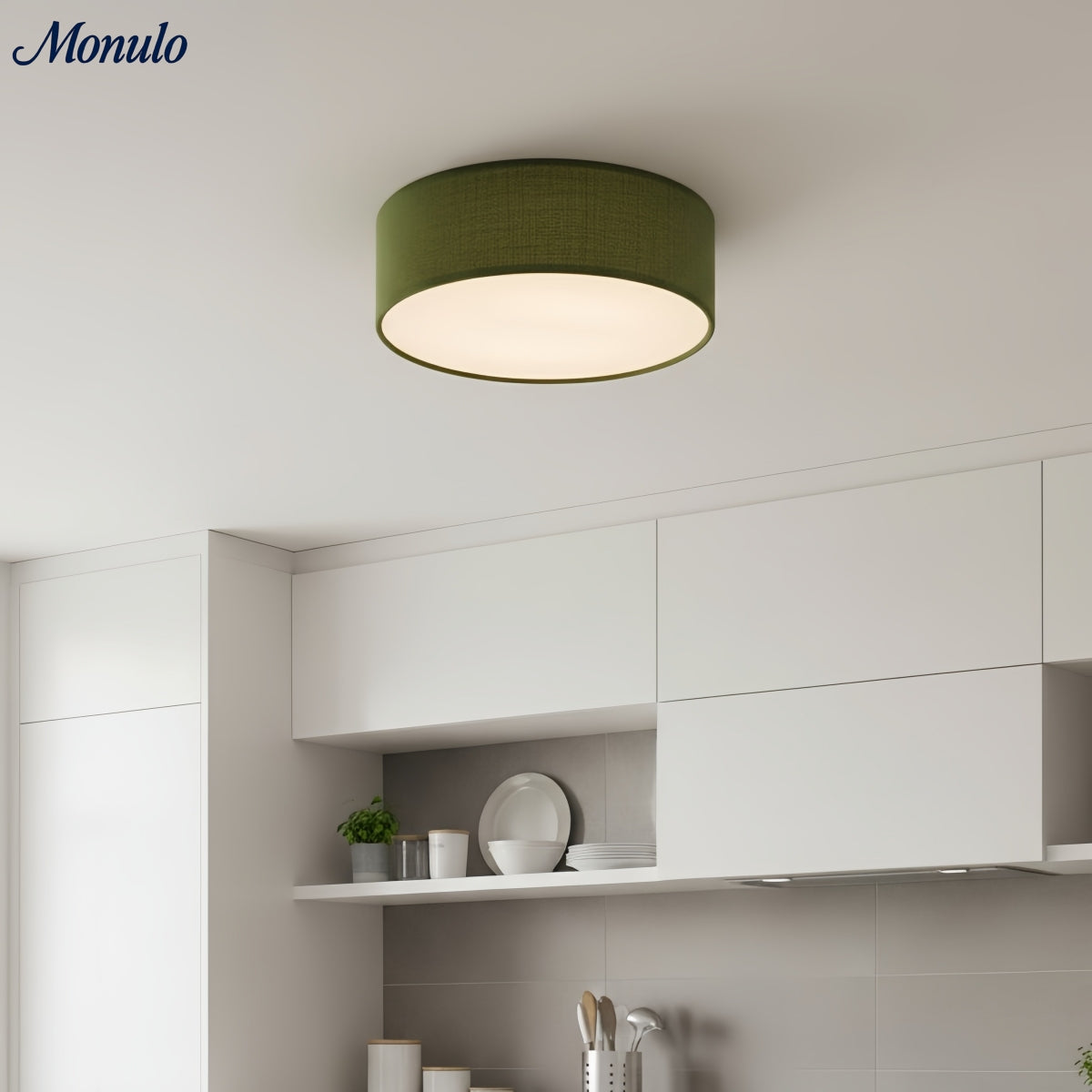 Plafondlamp met Linnen Kap – Drumvorm Ø30/45cm – Modern Scandinavisch Design – Elegante Verlichting Woonkamer Slaapkamer Eetkamer | Sansoti