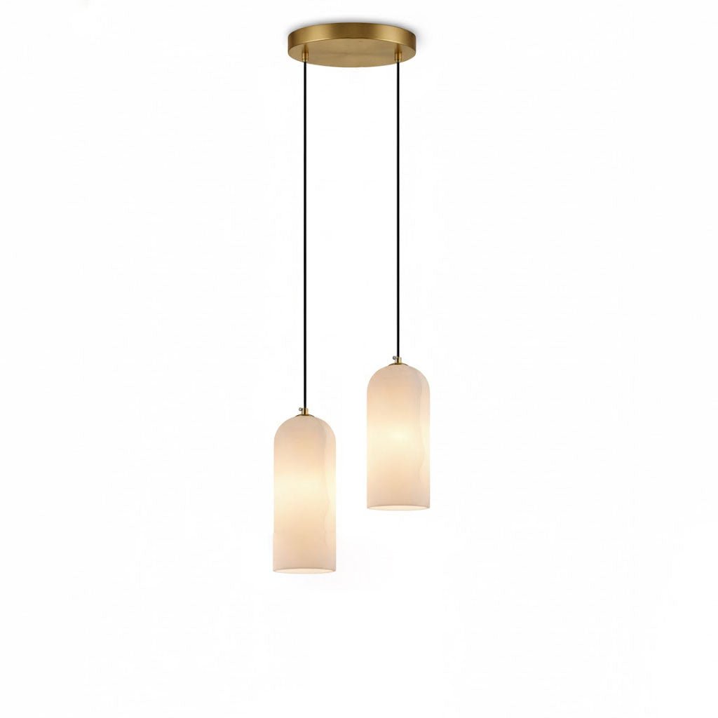 Alabasten Hanglamp met Gevlochten Snoer – Natuursteen Verlichting van Enkel Lichtpunt tot 21-Lichts Cluster – Mid-Century Modern Stijl Eetkamer Hanglamp met E12/E14 Fitting | Sansoti