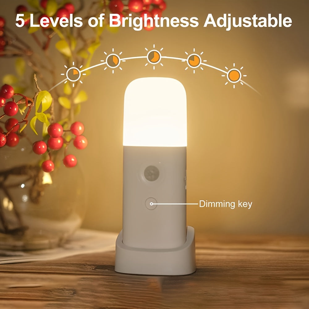 LED Nachtlamp Bewegingssensor USB-oplaadbaar 2000mAh wit slaapkamer gang dimbaar draadloos lampje | Sansoti