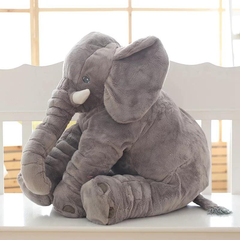 Coussin peluche éléphant pour enfants – Décoration douce pour chambre de bébé en 60 ou 80 cm pour séances photo | Sansoti