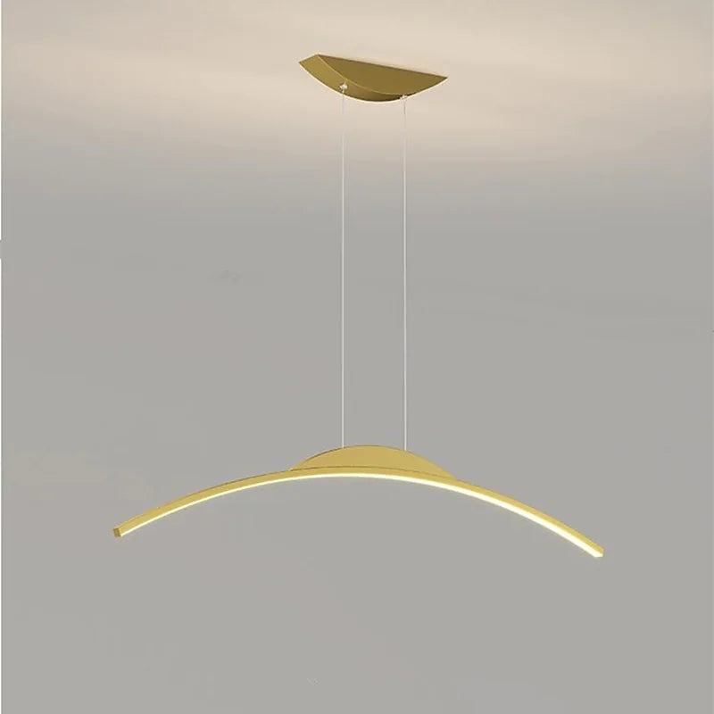 Hanglamp Gebogen Metaal LED Dimbaar Afstandsbediening Lineair Boogvorm Modern Interieur Kantoor 100cm | Sansoti