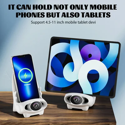 Draadloze Oplader 15W met Houder – Smartphone Snellader Staand of Liggend – Stoel Design met Koeling | Sansoti