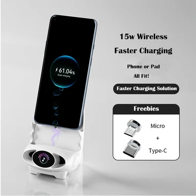 Draadloze Oplader 15W met Houder – Smartphone Snellader Staand of Liggend – Stoel Design met Koeling | Sansoti