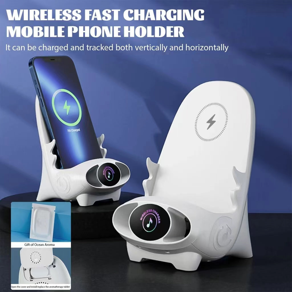 Draadloze Oplader 15W met Houder – Smartphone Snellader Staand of Liggend – Stoel Design met Koeling | Sansoti