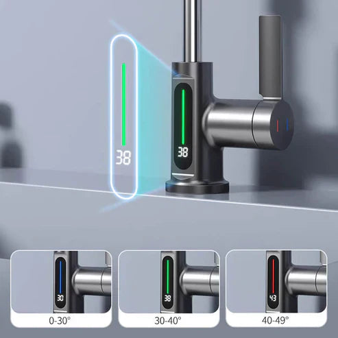 Flexibele Keukenkraan met LED Temperatuurindicator Chroom Zwart Wit 360° Draaibaar Uittrekbaar 60cm voor Keuken en Badkamer | Sansoti