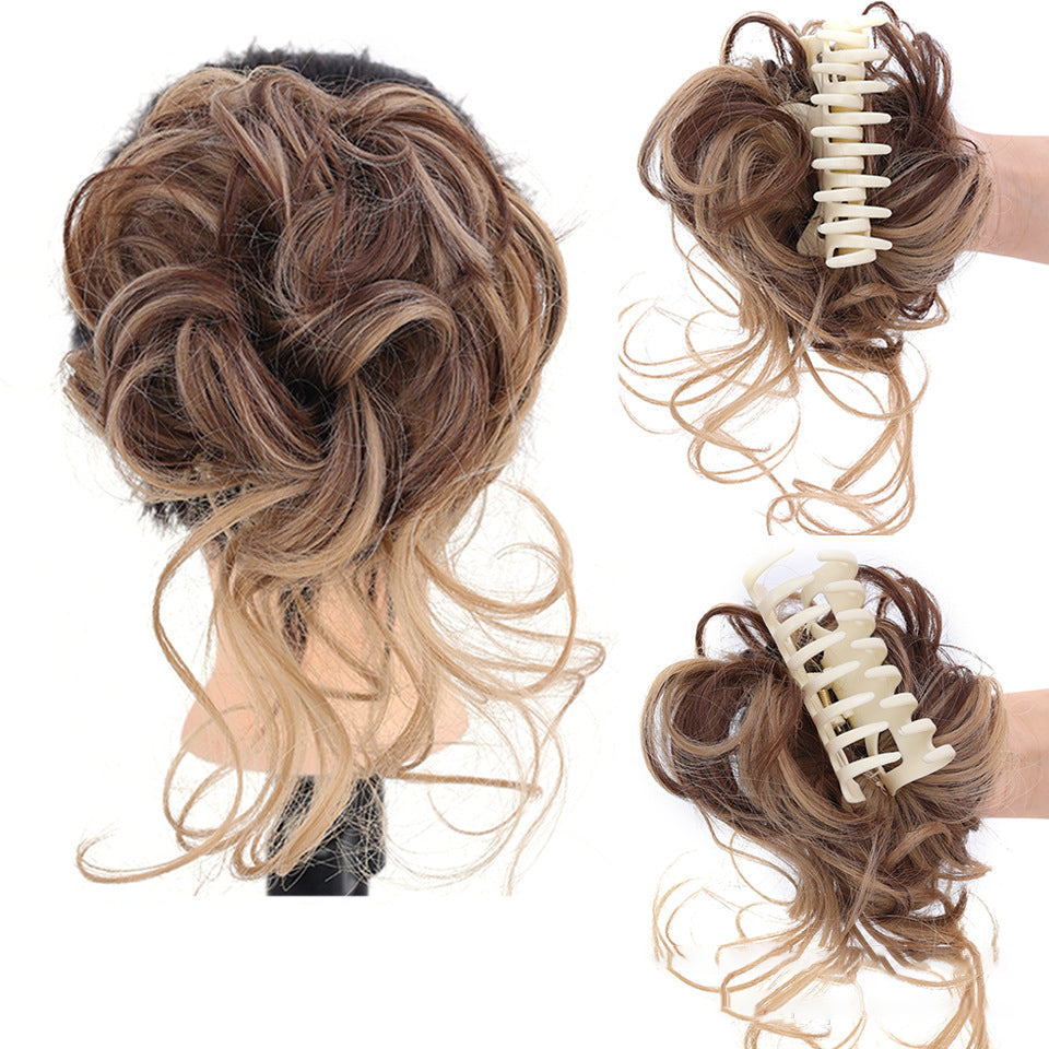 Messy-Bun-Haargummi mit Volumeneffekt für einen natürlichen Dutt-Look Chignon Braunes Haaraccessoire für Damen | Sansoti