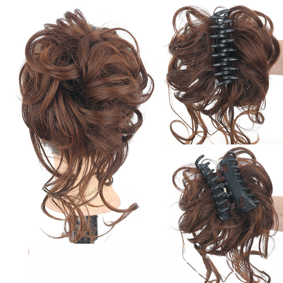 Messy-Bun-Haargummi mit Volumeneffekt für einen natürlichen Dutt-Look Chignon Braunes Haaraccessoire für Damen | Sansoti