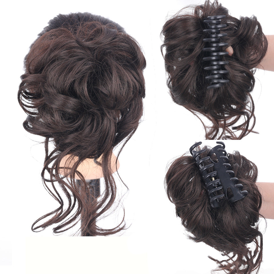 Messy-Bun-Haargummi mit Volumeneffekt für einen natürlichen Dutt-Look Chignon Braunes Haaraccessoire für Damen | Sansoti