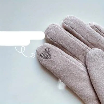 Dames Handschoenen met Polsbont en Hartdetail Winddicht Touchscreen Gevoerd Warm Winteraccessoire Grijs | Sansoti