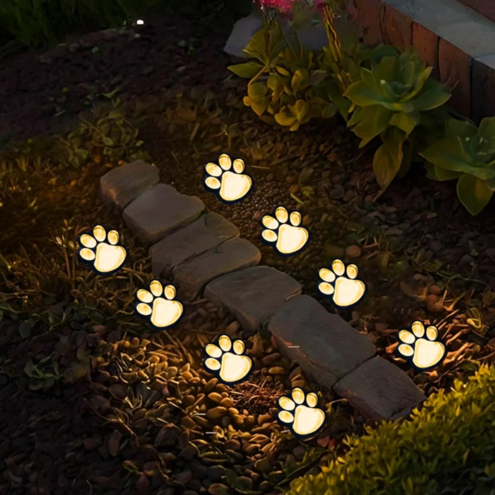 Solar Garden Lighting Paw Print Shaped LED Warm White Decorative Path Light for Outdoor | Sansoti