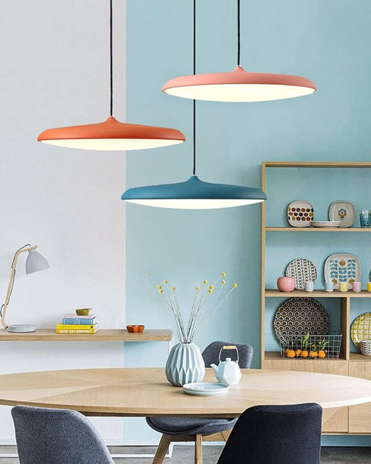 Ronde Hanglamp met Zachte Lichtverspreiding Zwart Grijs Groen Roze Wit Oranje ø25cm ø40cm Modern Scandinavisch Design voor Eetkamer Woonkamer Werkplek | Sansoti