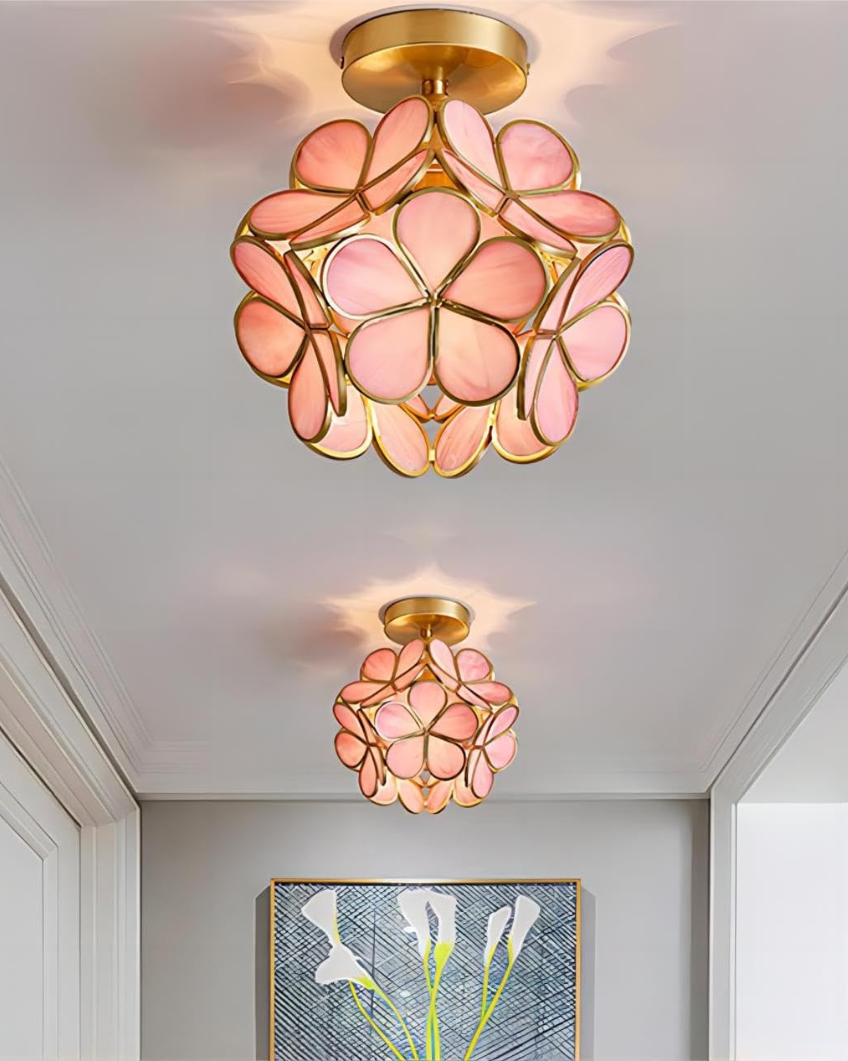 Lampe de plafond moderne avec motif floral en acrylique et fer doré – lampe design LED de luxe 20 cm | Restfield
