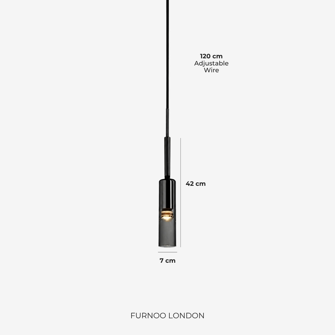 Gerookte Glazen Hanglamp met Minimalistische Metalen Structuur – Moderne Sfeerverlichting voor Eetkamer, Slaapkamer en Woonkamer | Sansoti