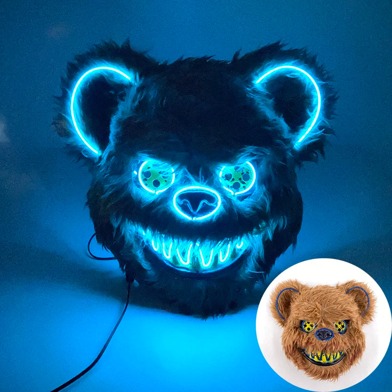 Oplichtend LED Neon Masker Beer Konijn Horror Halloween Griezelfeest Verkleedkostuum Spookhuis Party Decoratie | Sansoti