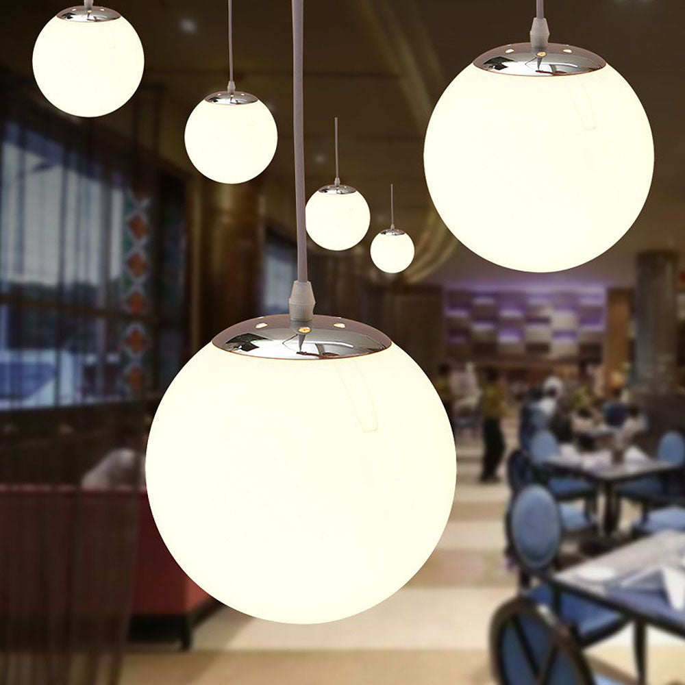 Suspension Verre Boule E27 Blanche Table à Manger Cuisine Salon Éclairage Moderne Suspension Ronde Intérieur Minimaliste | Restfield