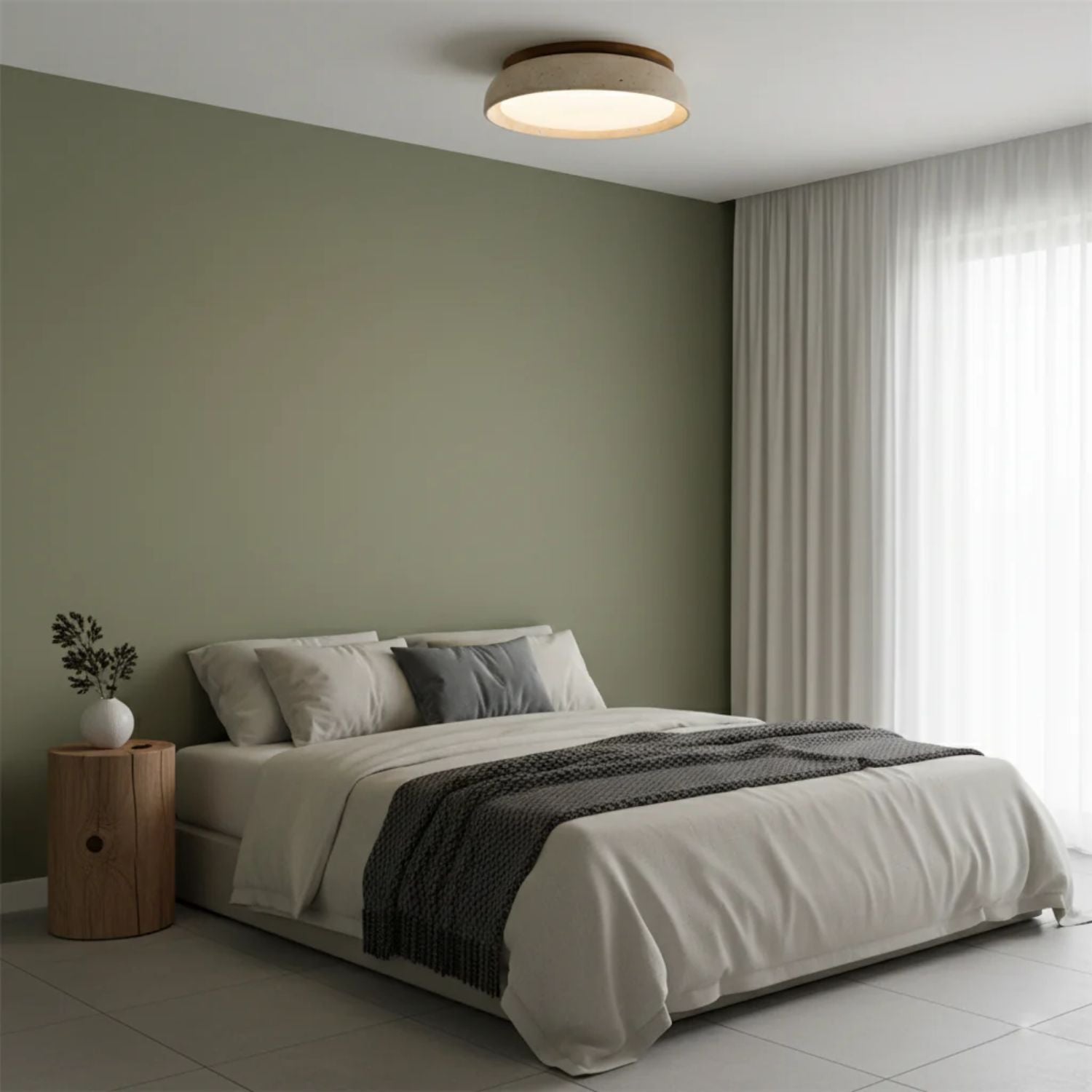 Depiara Deckenleuchte Travertin Holz LED 3000K Beige Deckenbeleuchtung Wohnzimmer Schlafzimmer Flur Badezimmer modern minimalistisch | Restfield